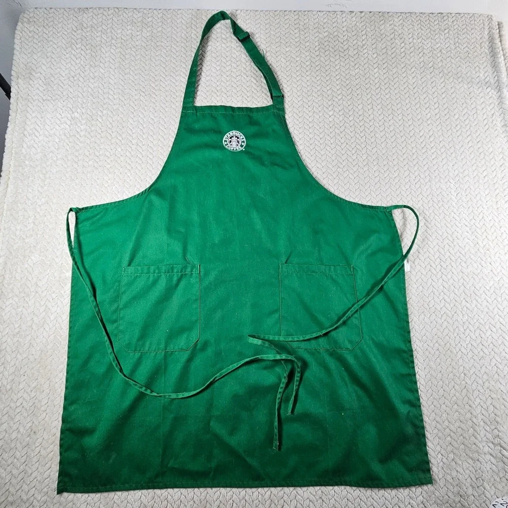 Starbucks Coffee Barista Green Apron Embroidered Logo Pockets 191321 Mens Womens